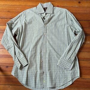 Tailorbyrd Men's Green Plaid Button Down Shirt Sz XL